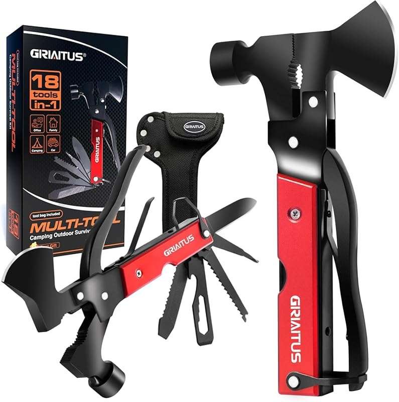 Multitool with Axe, Hammer, Saw, Screwdrivers, Pliers, and Bottle Open