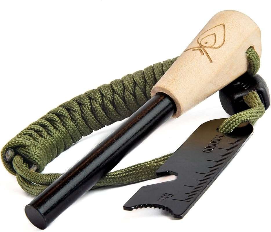 Waterproof Ferro Rod Fire Starter with Striker and Paracord Lanyard fo
