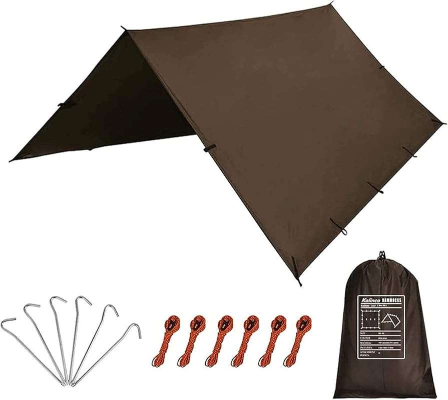 KALINCO Lightweight Waterproof Hiking Tarp and Rain Fly, 10x10ft/10x15