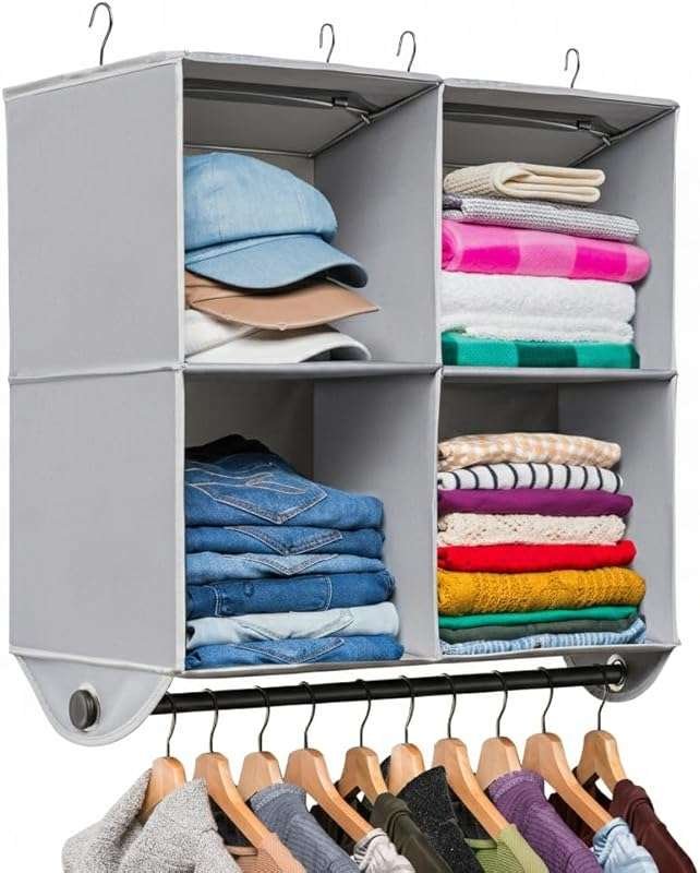 HOLDN’ STORAGE 4-Shelf Hanging Closet Organizer with Metal Rod for RV 