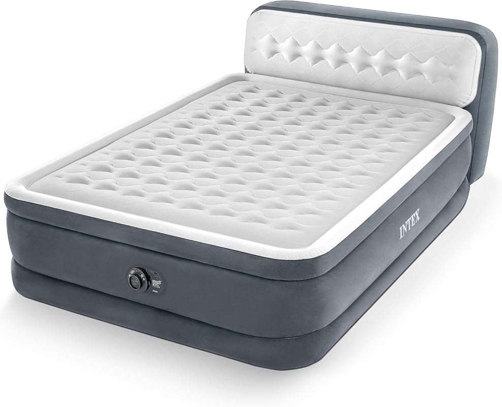 Intex Dura-Beam Deluxe Ultra Plush Queen Air Mattress with Built-in El