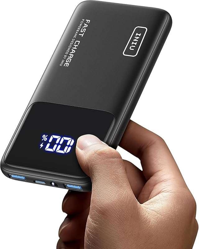 INIU 10000mAh Slim Portable Power Bank with Fast USB C Charging for Ph