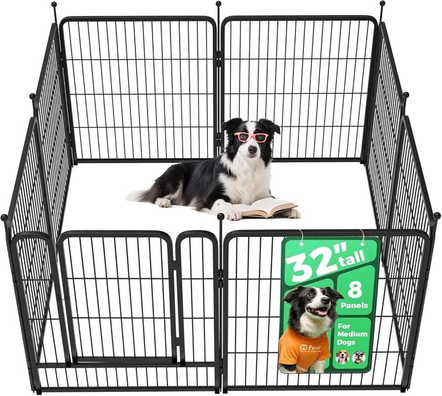 Portable Dog Fence for RV Camping: 32-Inch, 8 Panels for Small and Med