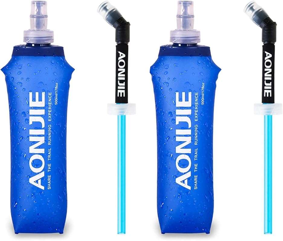 AONIJIE TPU Soft Folding Water Bottles, 500ml, Collapsible for Hydrati