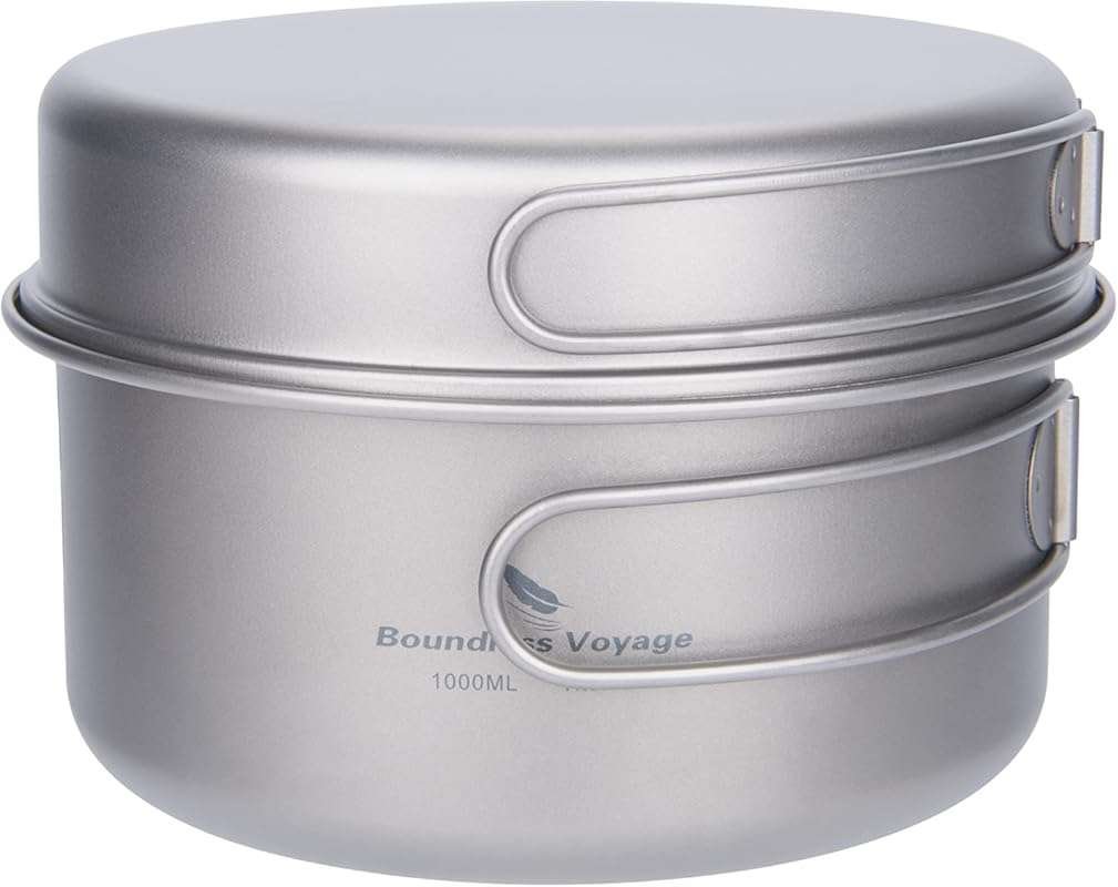 Boundless Voyage Lightweight Titanium Pot & Pan Set with Collapsible H