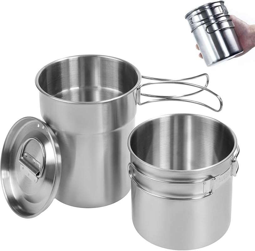 Foldable Stainless Steel Camping Mugs with Vented Lids for Hiking and 