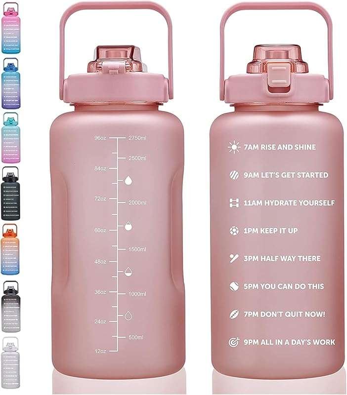 Large 64 oz Motivational Water Bottle with Time Markers and Straw for 
