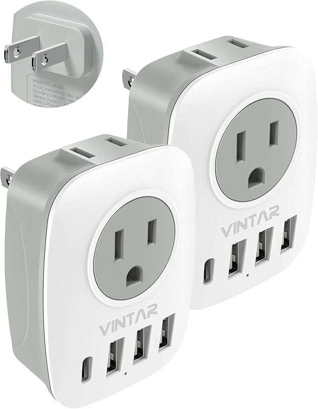 VINTAR US to Japan Power Adapter with 2 Outlets and 3 USB Ports for Tr