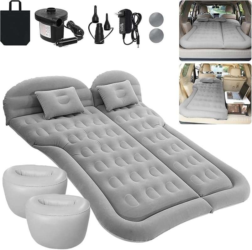 Inflatable Car Air Mattress with Electric Pump and Pillows for SUV or 