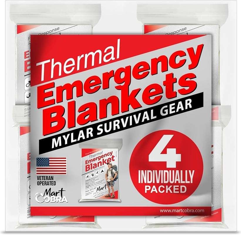 4-Pack Mylar Emergency Blankets | Reusable Thermal Survival Gear for H