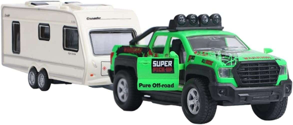 Diecast Metal Pull Back RV Toy Camper and Pickup Truck for Kids.