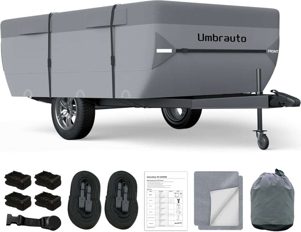 Umbrauto Pop Up Camper Cover for 12-14 ft Folding Trailers with Breath