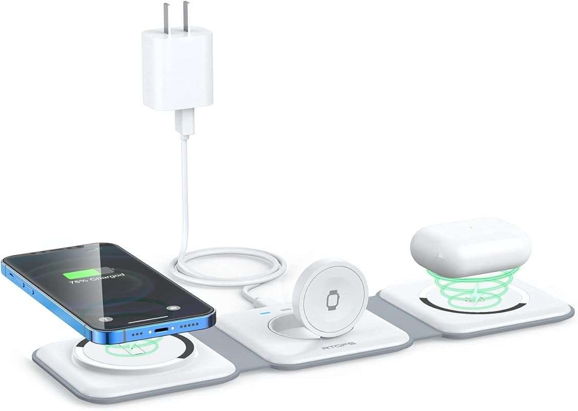 RTOPS 3-in-1 Wireless Charging Station for iPhone, Apple Watch, AirPod
