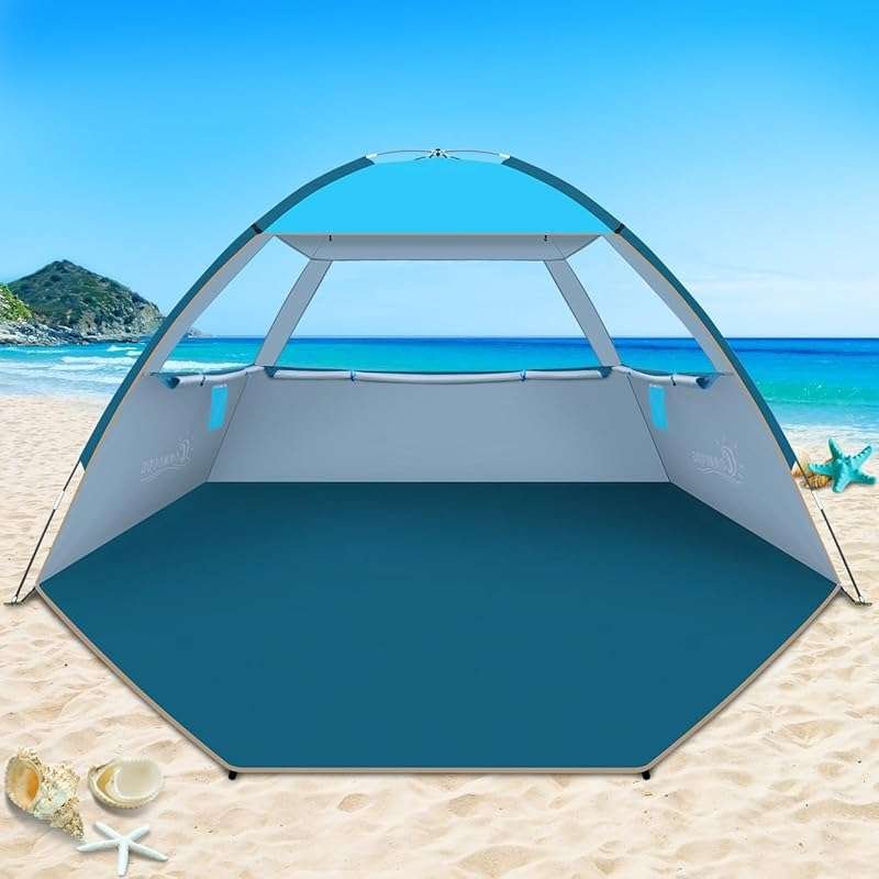 Spacious Beach Tent for 6-10 People with UPF 50+ Sun Shade and Canopy