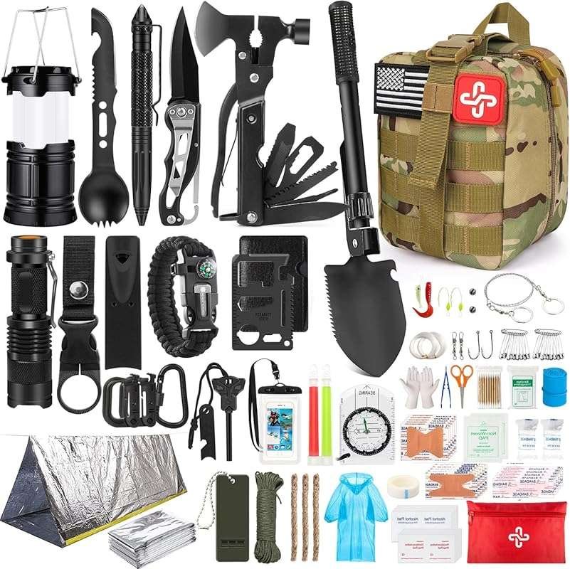 250-Piece Family Emergency Survival Kit with First Aid, Molle Bag, and