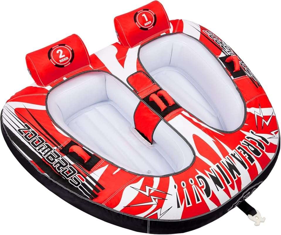 ZOOMBROS 2-Person Inflatable Towable Tube for Boating, with Drainage a
