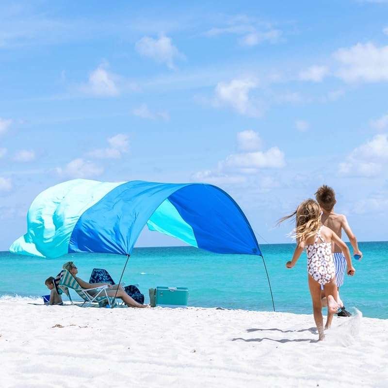 Compact Wind-Powered Beach Canopy with 75 Sq Ft Shade and Fast Setup