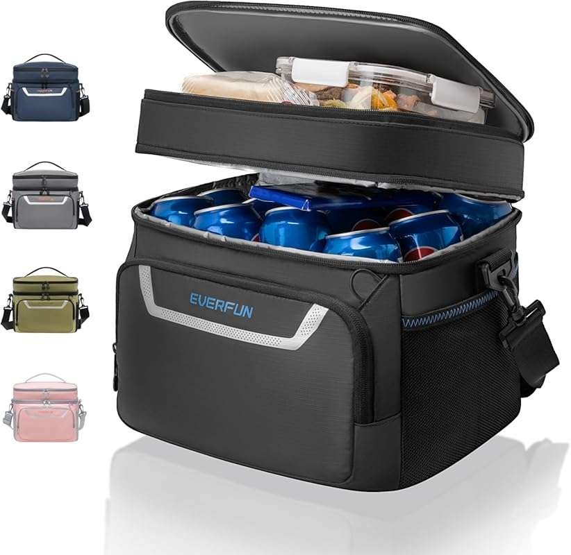 EVERFUN Soft Cooler Lunch Bag: Collapsible, Portable, 24-Can Capacity 