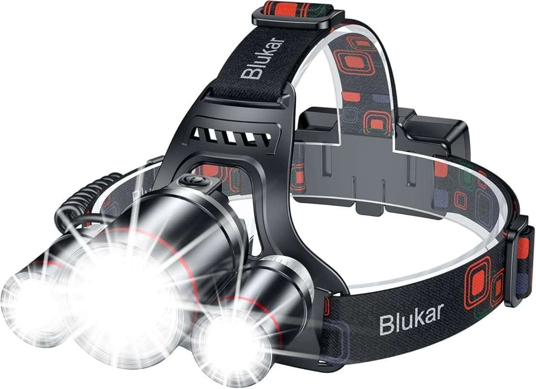 Rechargeable Waterproof LED Headlamp, Zoomable Spotlight and Floodligh