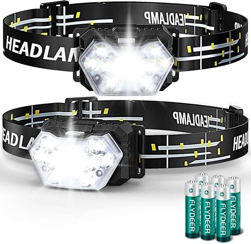 2000 Lumen 9 LED Headlamp 2 Pack, Ultra Bright Head Lamp with 6 Modes,