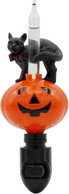 Halloween Bubble Night Light: Classic Jack O' Lantern and Black Cat De