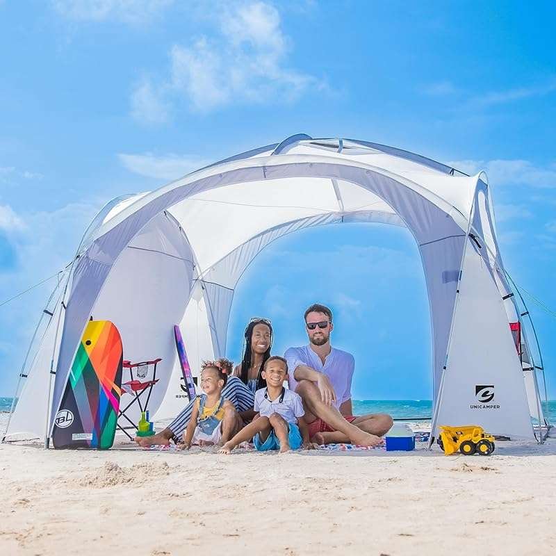 12x12ft Lightweight Beach Canopy with UPF50+ Protection for Family Bea