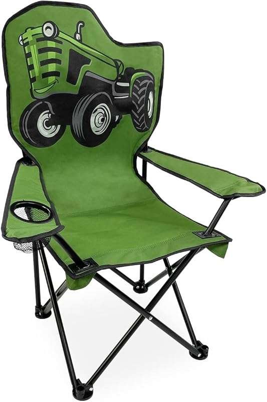Black Sierra Folding Kids Camping Chair: Perfect for Ages 3-10, with C