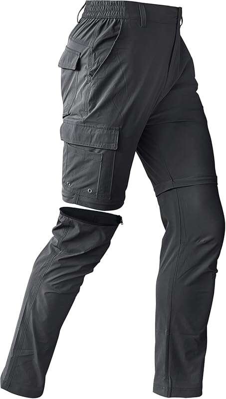 Mens Hiking Convertible Pants Waterproof Lightweight Quick Dry Zip Off