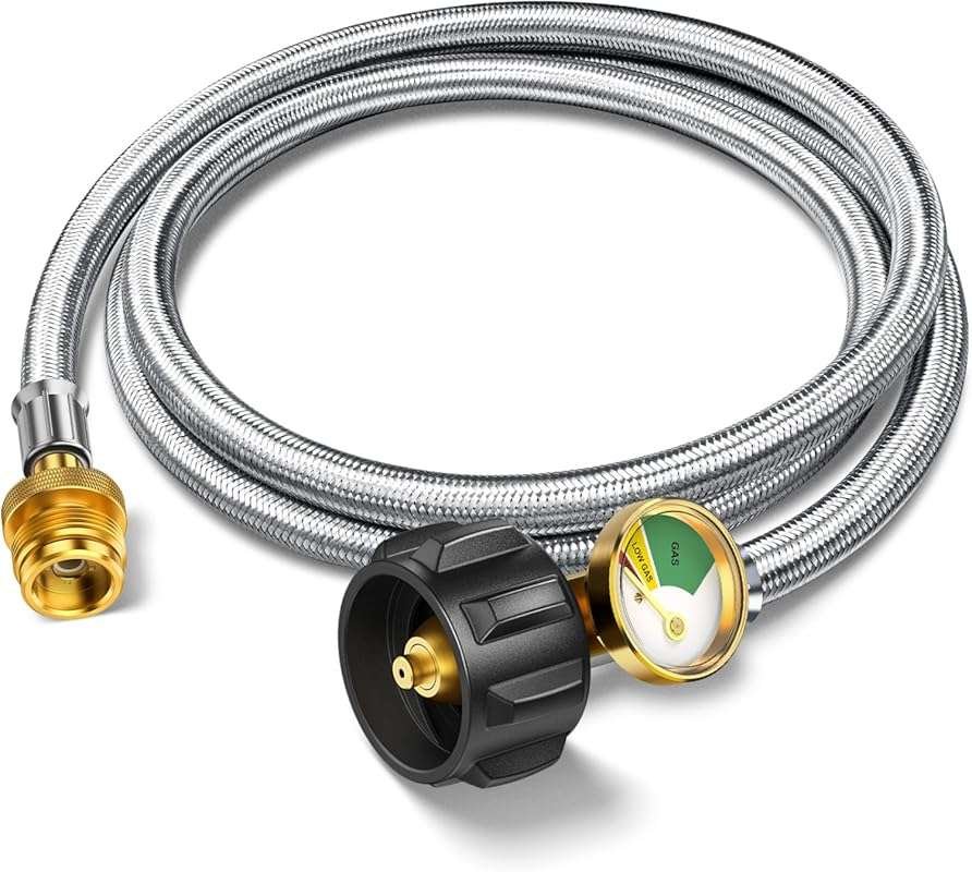 6FT Propane Hose Adapter for 1lb to 20lb Tanks with Gauge, Suitable fo