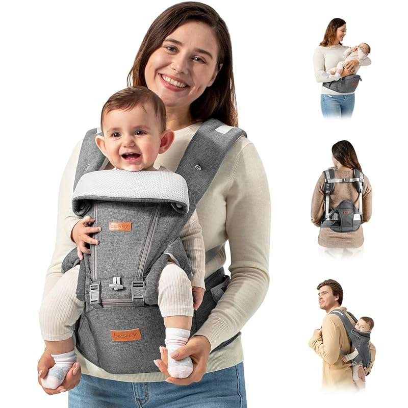 besrey Baby Carrier with Hip Seat Newborn to Toddler, Summer Mesh Fron