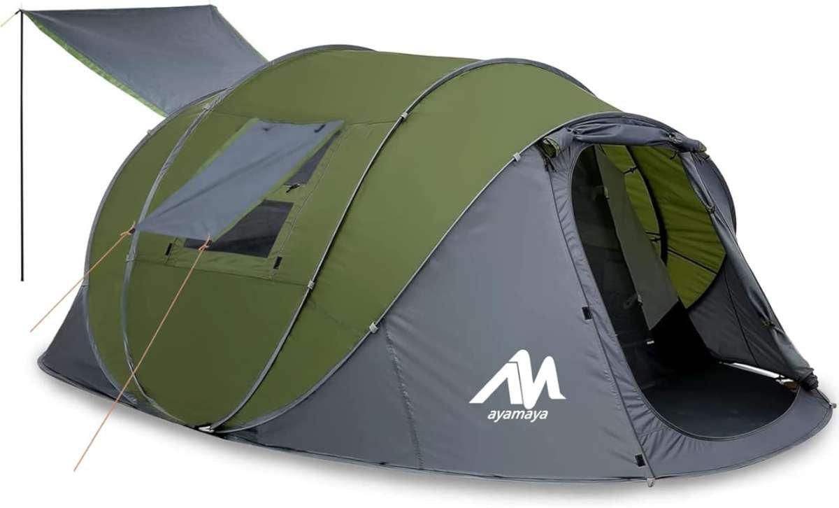 AYAMAYA 6 Person Pop Up Camping Tent with Automatic Setup, Double-Laye
