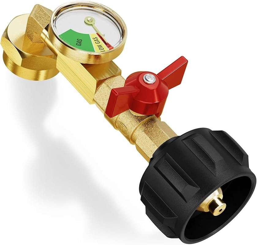 CALPOSE Propane Refill Adapter with Valve and Gauge for 20 lb Tanks