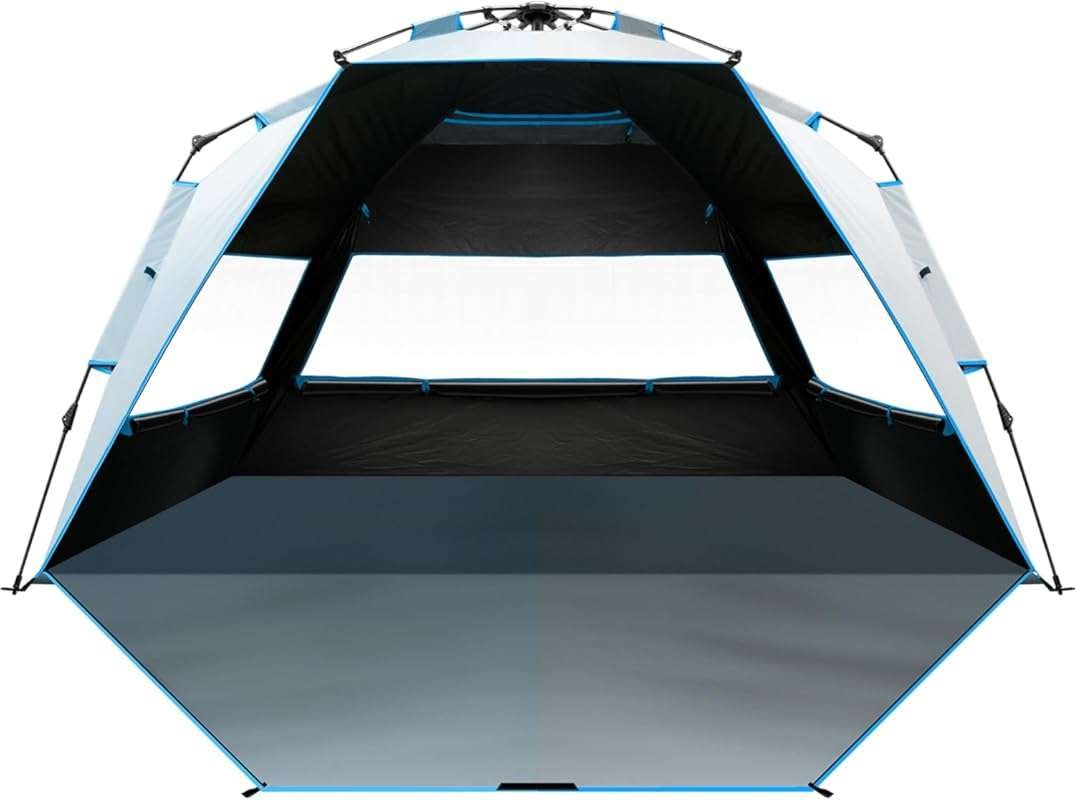 4-Person Beach Tent with Blackout Technology, UPF 50+, and Ventilating