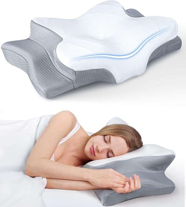 Orthopedic Cervical Pillow for Side Sleepers: Adjustable Cooling Conto