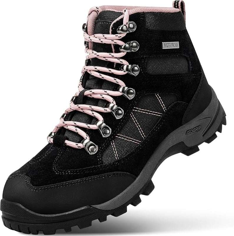 R CORD Women's Waterproof Hiking Boots for Outdoor Trekking with Ankle
