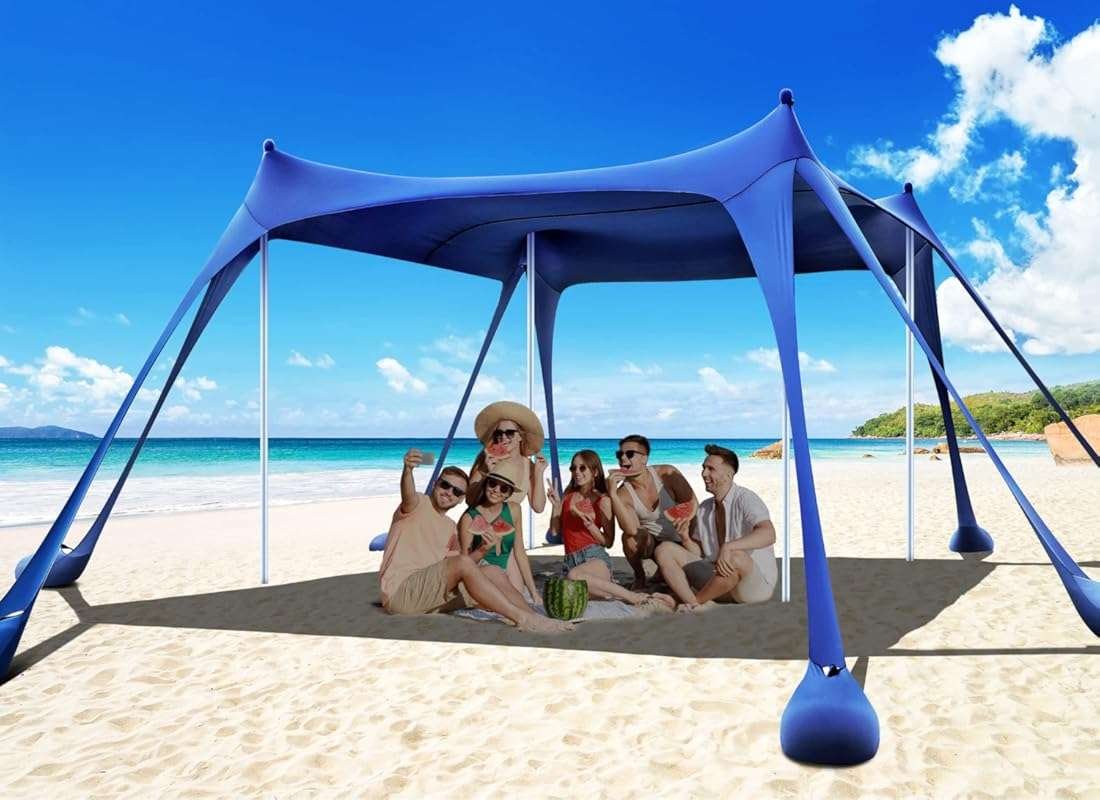Osoeri Beach Tent, Camping Sun Shelter UPF50+ with 8 Sandbags, Sand Sh