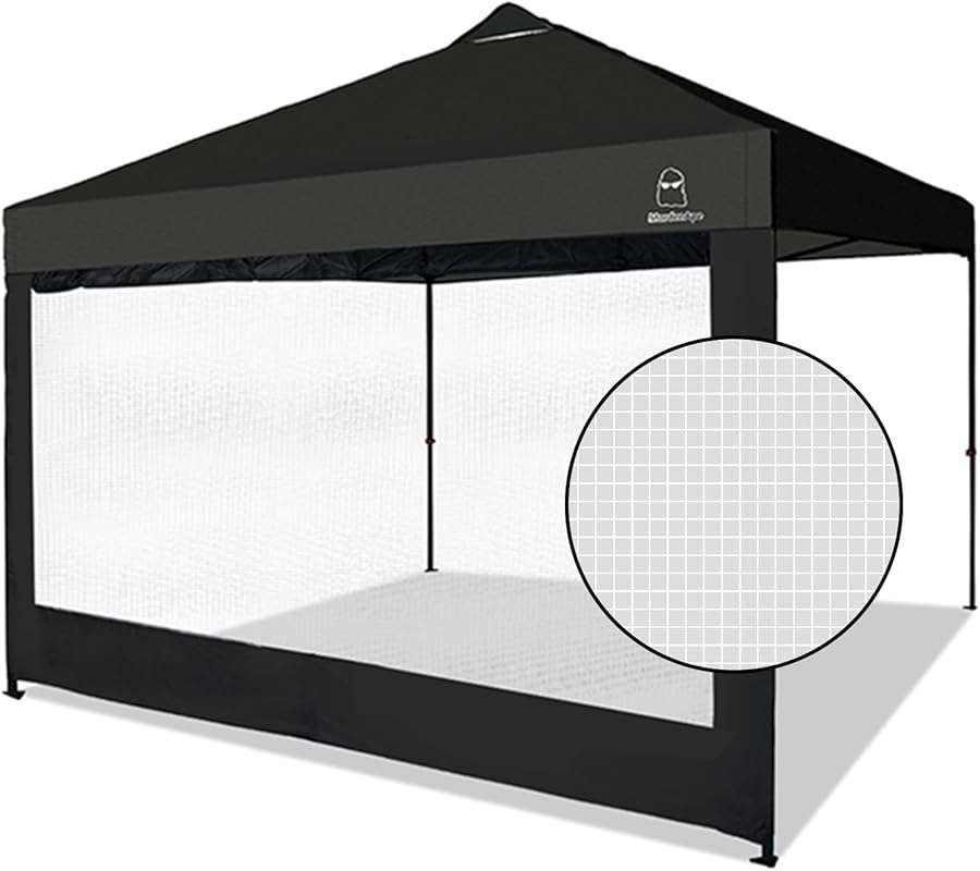 Black Commercial Grade Mesh Sidewall Panel with Windows for 10x10 Stra