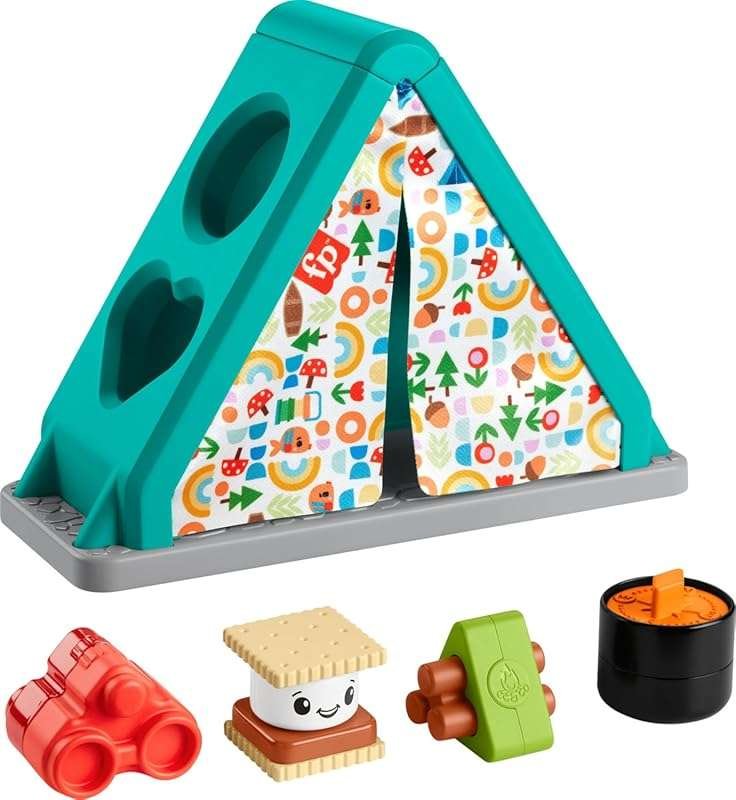 Fisher-Price Baby Developmental Toy S’More Shapes Camping Tent Block S