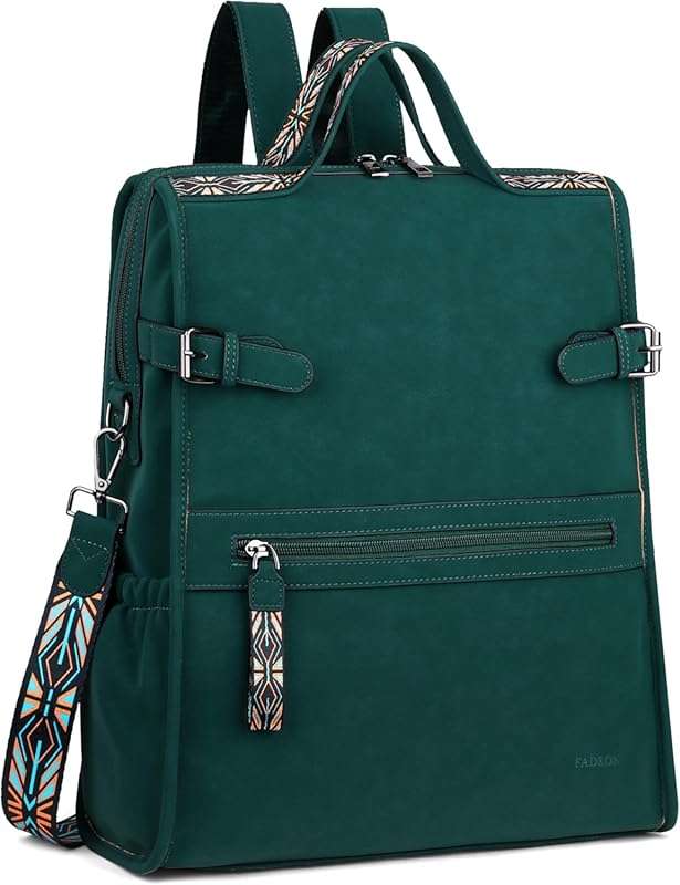 FADEON Leather Laptop Backpack for Women, Ideal for Work and Daily Com