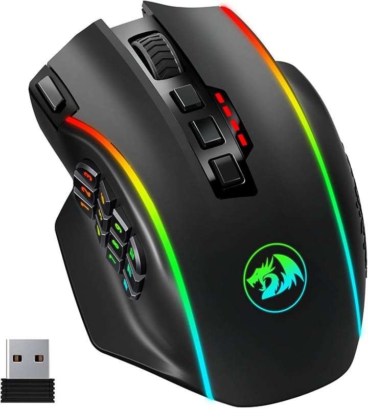 Redragon M901P-KS Wireless Gaming Mouse with 12 Side Buttons and Progr