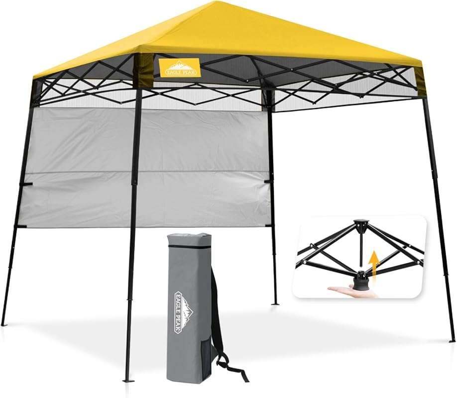 EAGLE PEAK 8x8 Pop Up Canopy Tent with Sidewall, Compact, Portable Sla