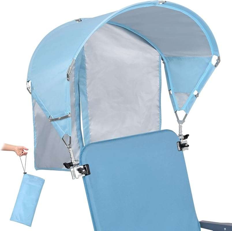Adjustable Chair Umbrella Canopy with UPF 50+ Sun Shade for Beach and 