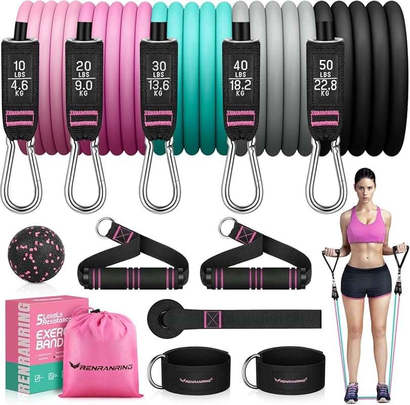 Resistance Bands Set with Handles and Ankle Straps for Beginner Muscle