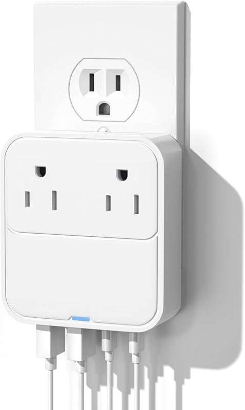 30W Slim USB C Wall Charger with 2 Outlets, Multi-Device Power Adapter