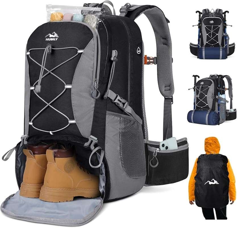 NUBILY 50L Waterproof Hiking Backpack for Men and Women, Lightweight f