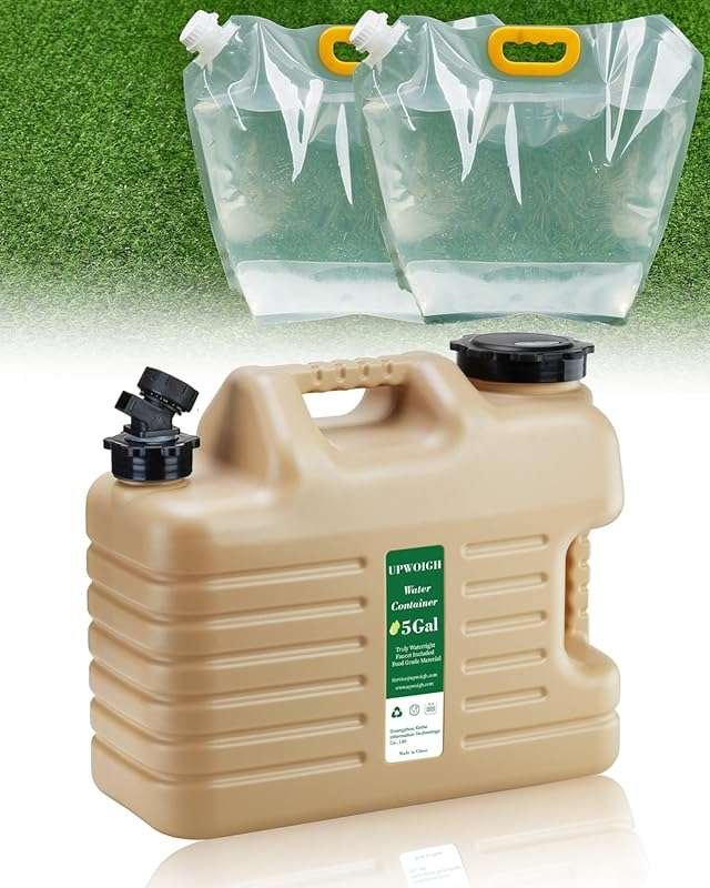 Portable 5 Gallon Water Jug and Collapsible Bag Set, BPA Free and Leak