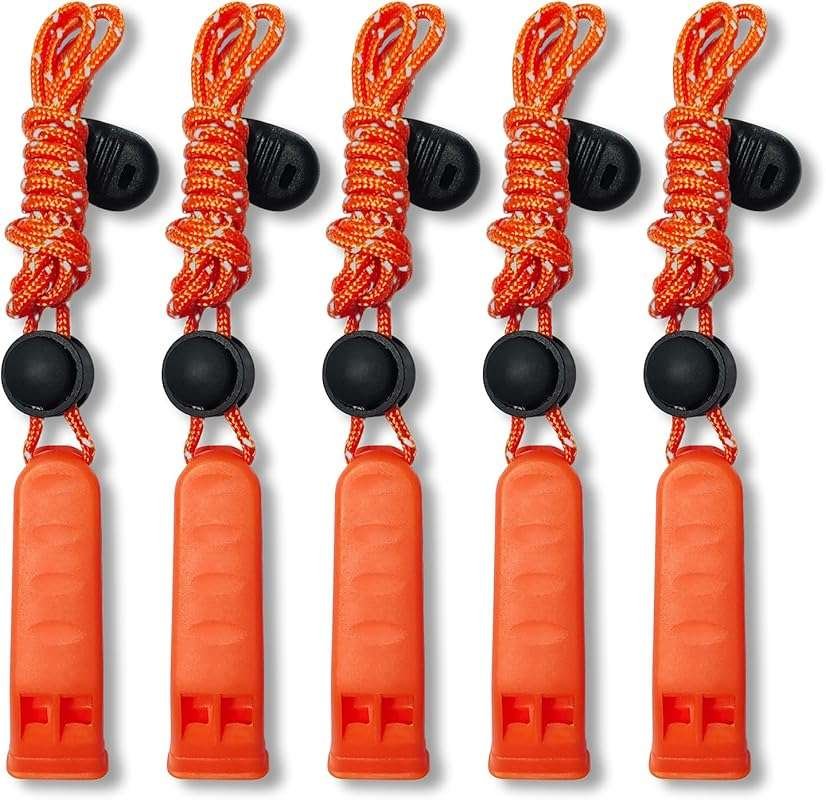 5-Pack Emergency Safety Whistles, 120db Loud for Outdoor Survival, Cam