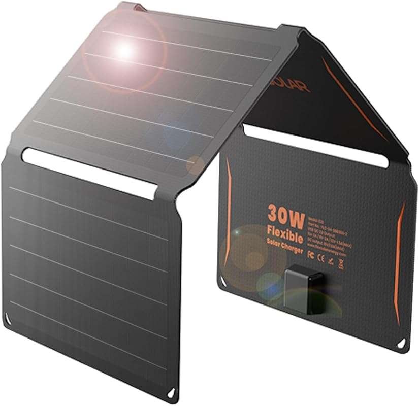 FlexSolar 30W Portable Foldable Waterproof Solar Charger with USB-A an