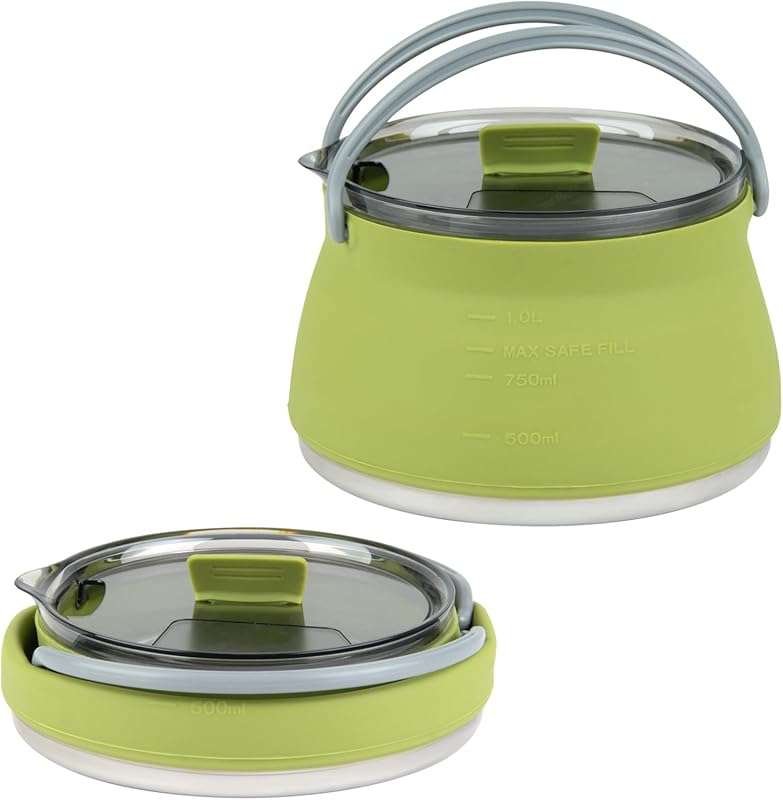 1 Liter Collapsible Silicone Camping Kettle with Stainless Steel Botto