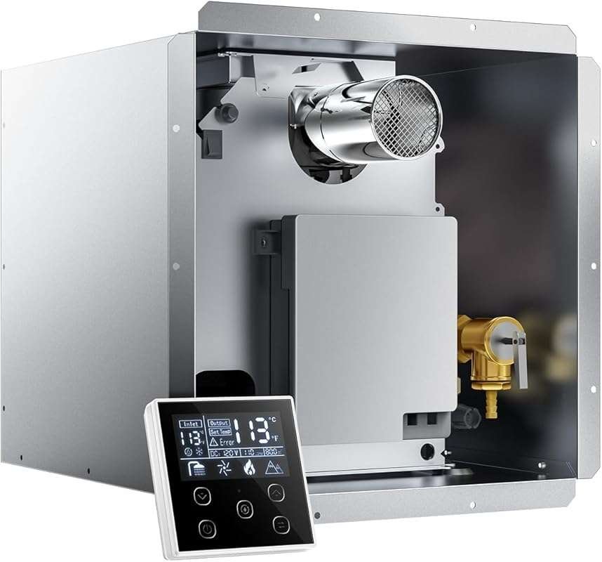 Ranein RV Tankless Water Heater: 65,000 BTU, High Altitude, 12V On-Dem